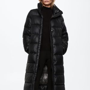 BNWT MANGO BLACK QUILTED LONG PUFFER COAT
